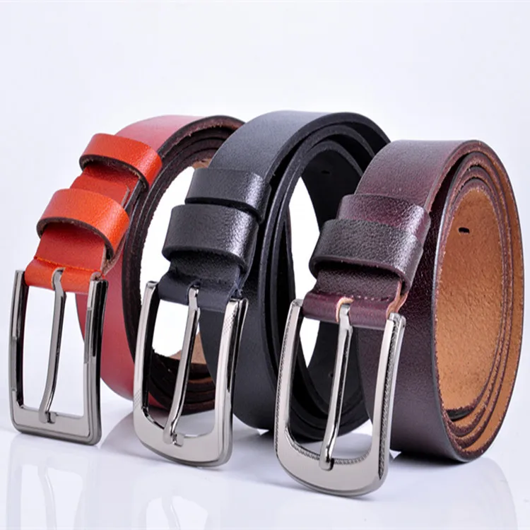 

Leather Men's Pin Buckle Belt Casual Versatile Net Red Belt Two Layer Leather Fashion Trendsetter for Jeans Metal Buckle Belt