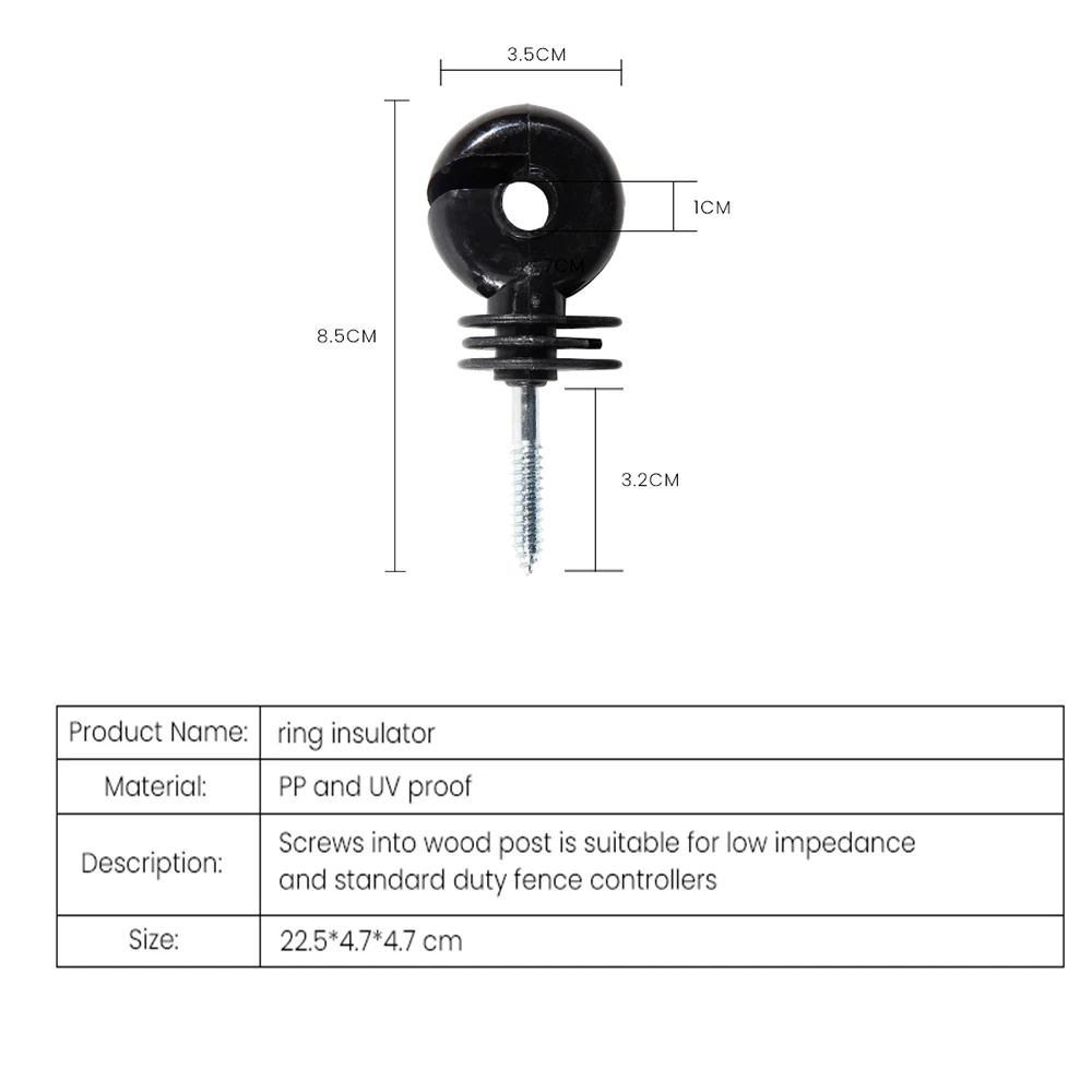 25Pcs Lydite Electric Fence Insulator Screw-in Insulator Fence Ring insulator for Wood Post