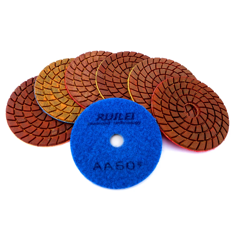 RIJILEI 6PCS 4 Inch Super Copper Metal Bond Wet Diamond Polishing Pads For Granite Marble Concrete Floor Grinding Disc