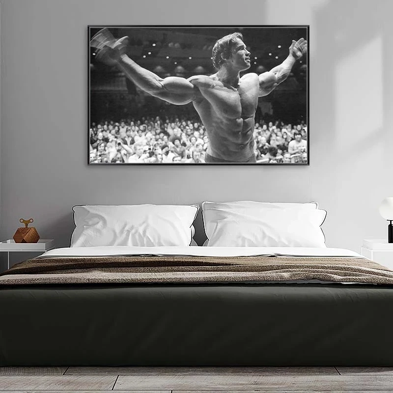 

Schwarzenegger Bodybuilding Wall Art Poster Sport Fitness Motivational Canvas Painting Black White Vintage Poster for Home Decor