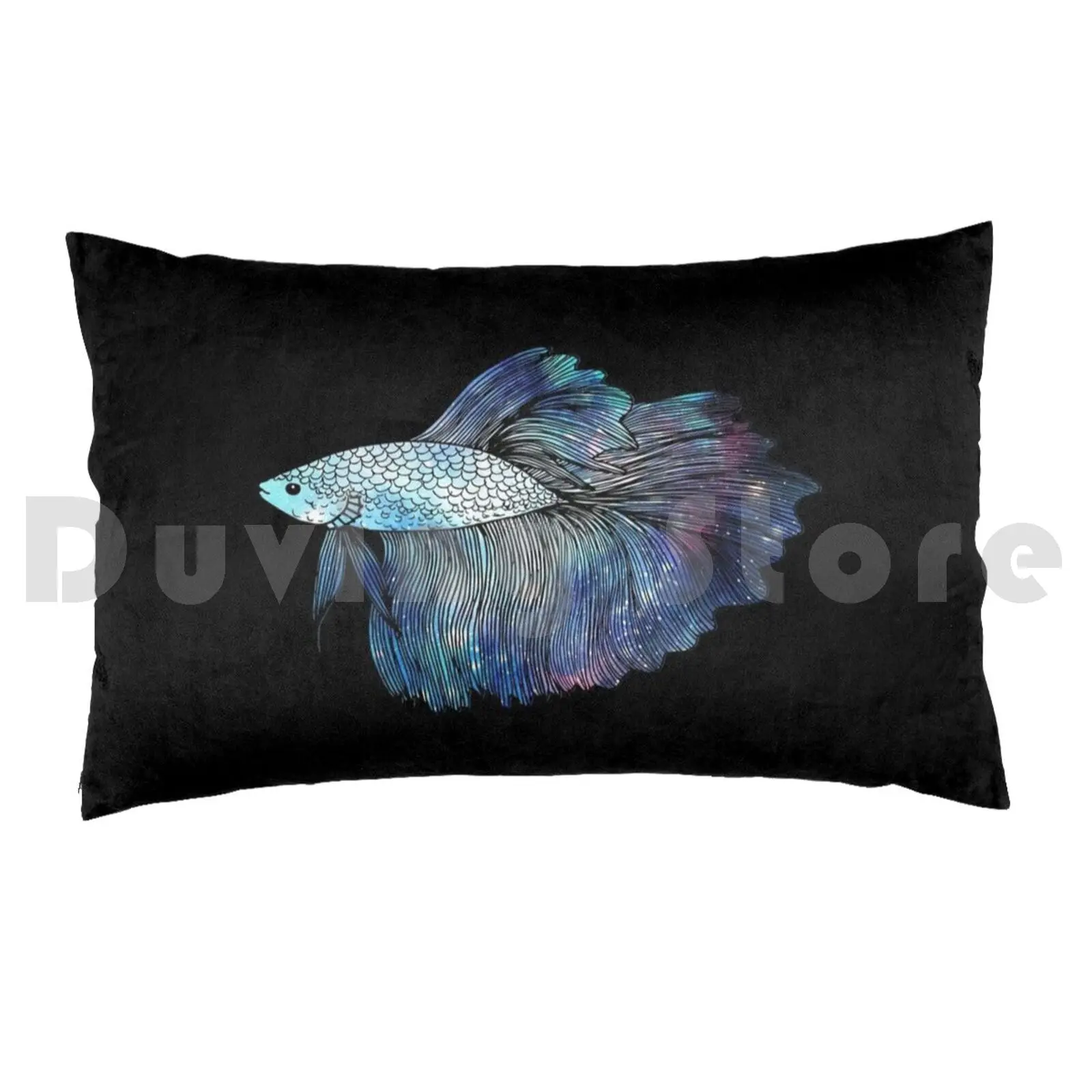 Blue Galaxy Betta Fish Pillow Case Printed 50x75 Fish Betta Betta Fish Blue Fish Aquarium Fish Fish Lover