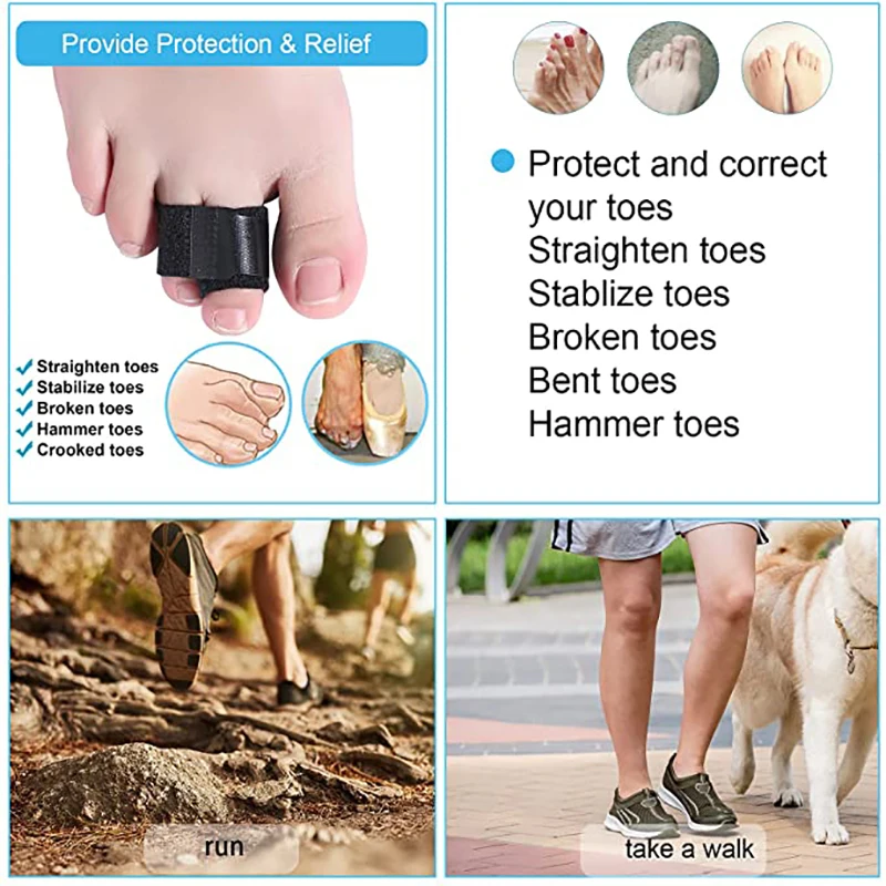 4pcs Toe Finger Straightener Hammer Toe Hallux Valgus Corrector Bandage Toe Separator Splint Wraps Adjust Foot Care Tool