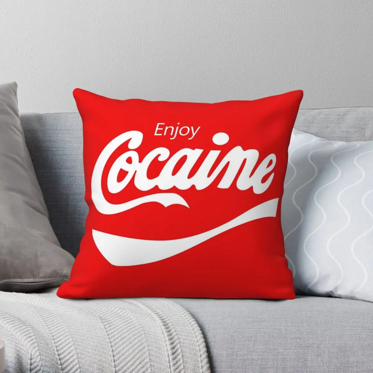 Enjoy Cokeaine Square Pillowcase Polyester Linen Velvet Pattern Zip Decor Throw Pillow Case Car Cushion Cover