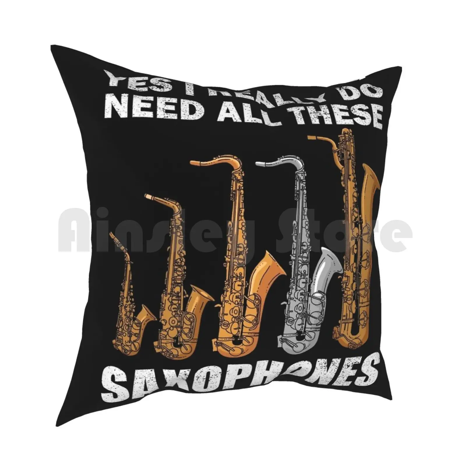 هدايا عازف الساكسفون موسيقى الجاز هدية النساء الرجال الساكسفون كيس وسادة مطبوعة المنزل لينة لتقوم بها بنفسك وسادة غطاء الساكسفون الساكسفون #2