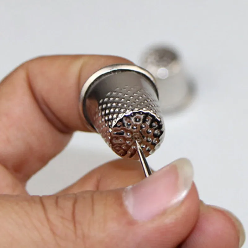 3 Pcs ditali strumento per cucire su misura impugnatura in metallo argento protezione per scudo per dita Pin ago lavoro manuale cucire accessorio macchina