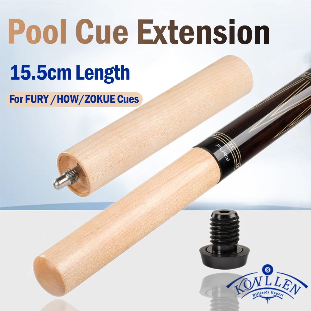 Solid Maple Pool Cue Extension with Bumper 15.5cm Length for FURY /HOW/ZOKUE Cues Professional Billiard Accessory Extension 