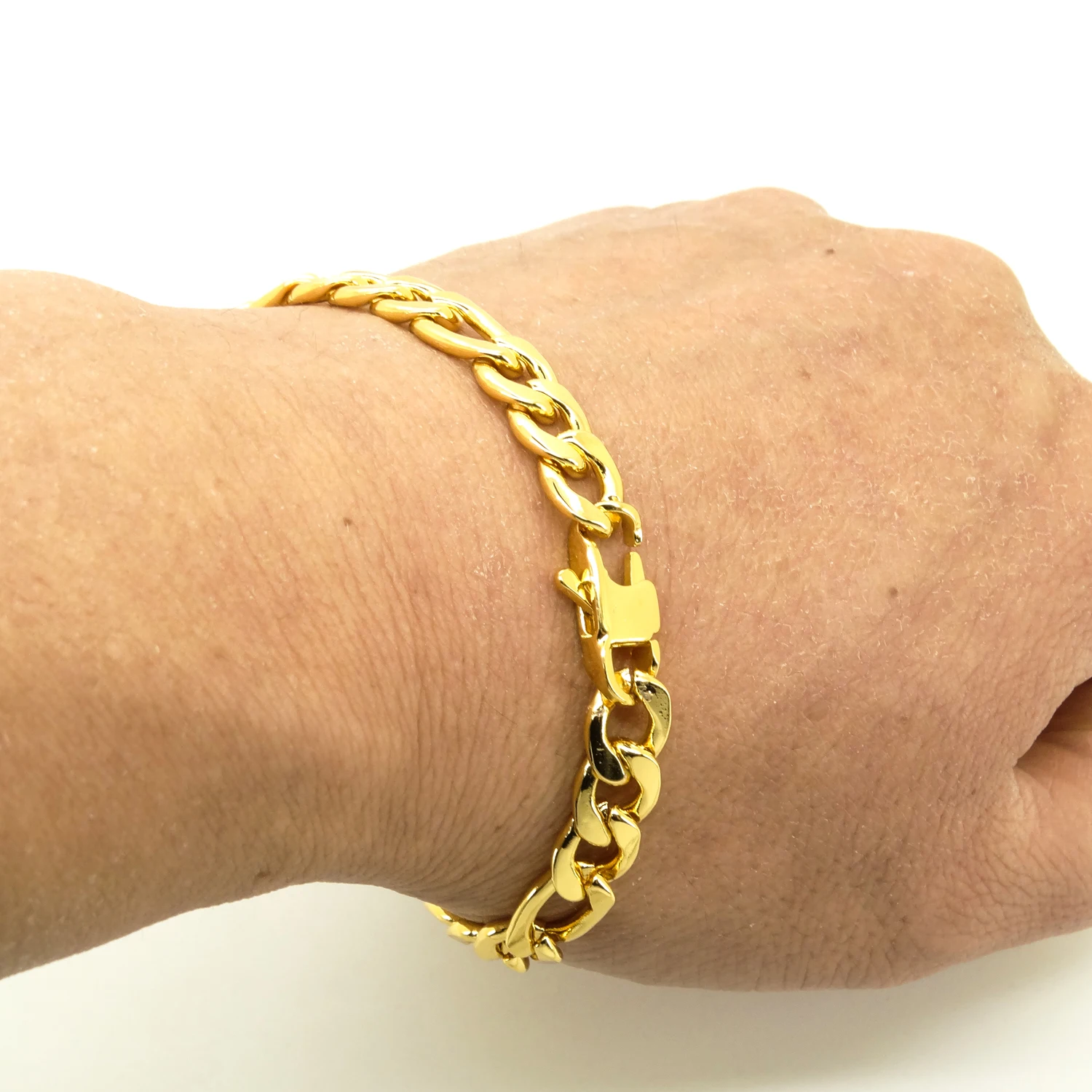 100% Stainless Steel Bracelet 6/8/12 mm Width Figaro Chain 8 Inch Plated 18K Gold Bracelet for Masculine Men Women Free Shipping view 2