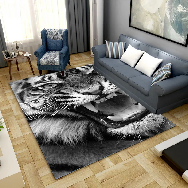 

Tiger and Leopard Flannel Carpets Non-Slip Carpet for Livingroom Bedroom Study Rectangle Area Rugs Tapis Soft Mats Area Rugs