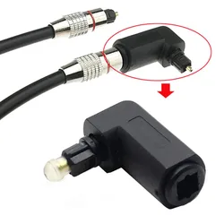 Adaptador de cabo de áudio óptico digital macho para fêmea ângulo direito, 360 gira para Toslink, M, F, 90 graus, nova venda