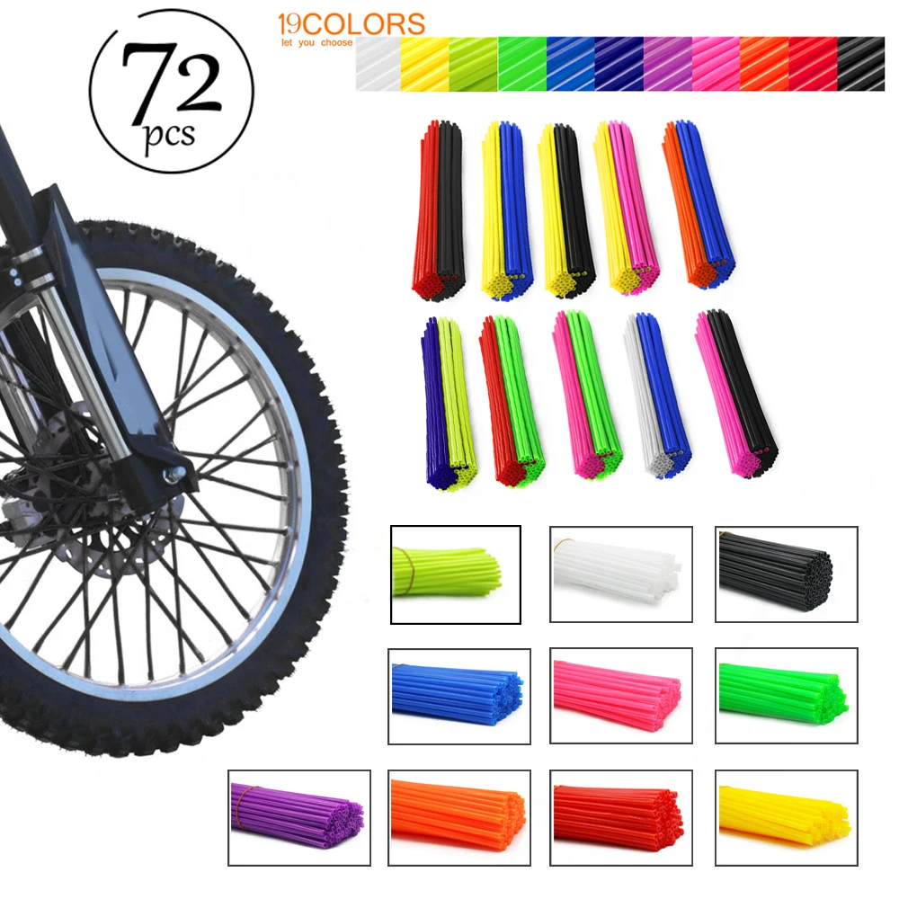 Universal Dirt Pit Bike Wheel Rim Spoke Skins Covers Wrap Tubes Decor Protector Kit For Yamaha Honda Suzuki Kawasaki 72pcs