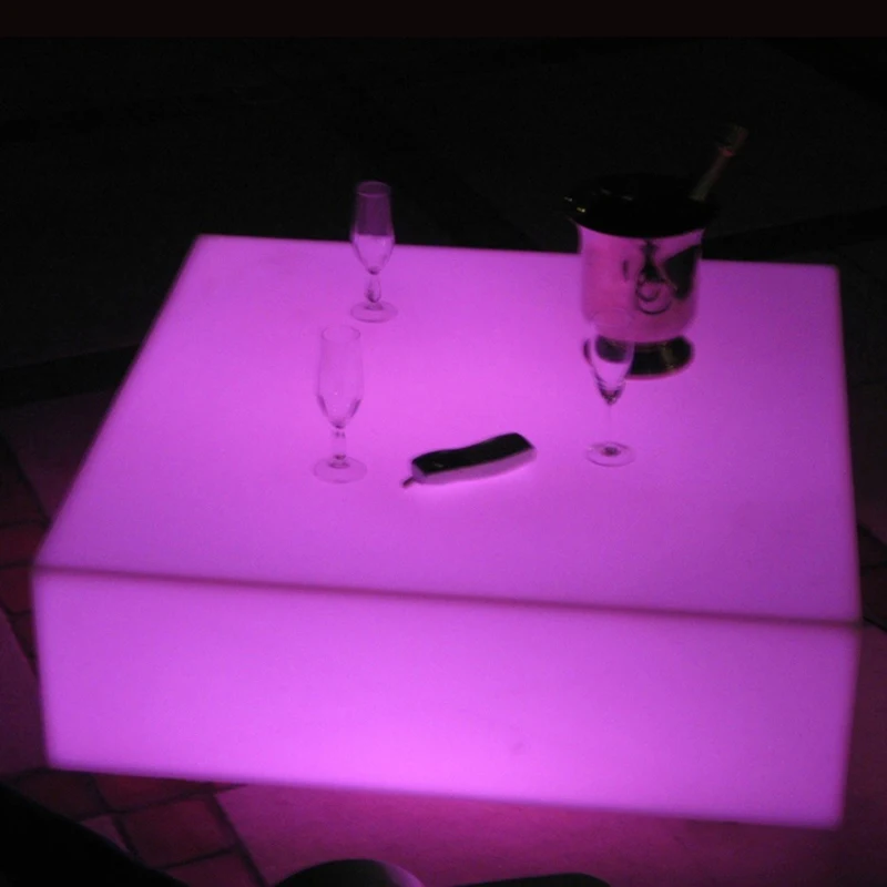 Rechargeable LED Bar Table, PE Material Square Tray, LED Furniture, Party,SK-LF23, L60 * W60 * H13cm 1pc