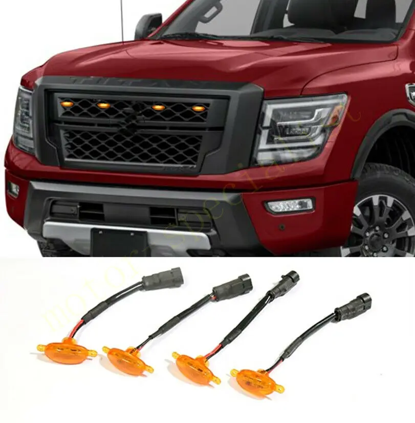 

4 шт., светодиодная Решетка переднего бампера для Nissan Titan XD 2016-2021