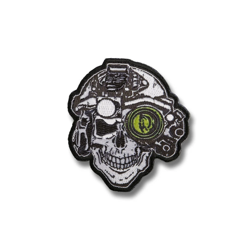 Skull Night Vision Device Embroidery Patches Tactical Helmet Military Badge for Clothes Backpack Vest Stickers DIY Applique