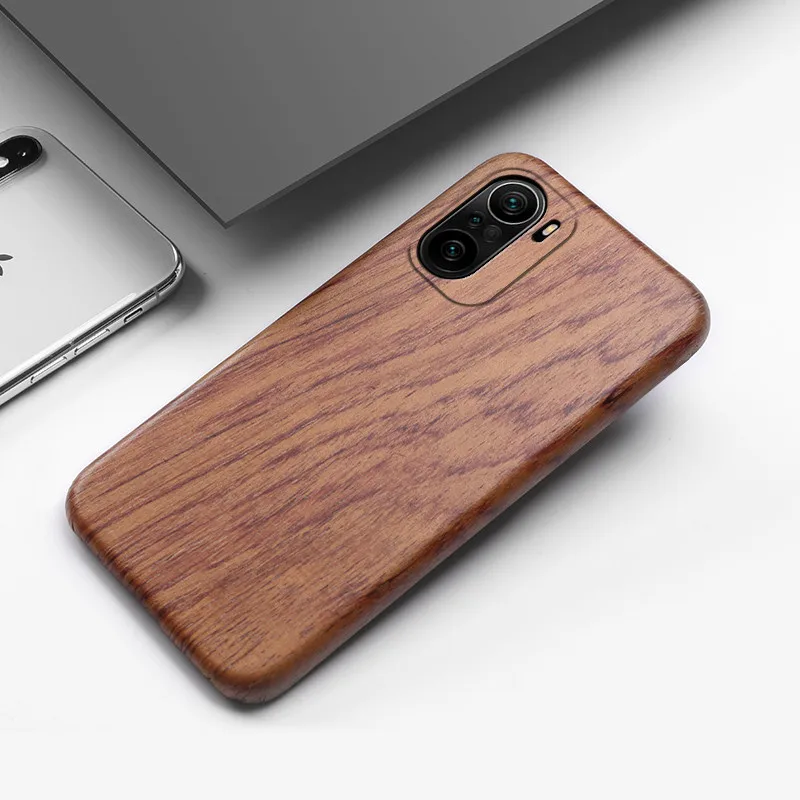 For Xiaomi POCO F3 Redmi K40 Pro Real wood Back Case redwood rosewood walnut wooden Hard Cover