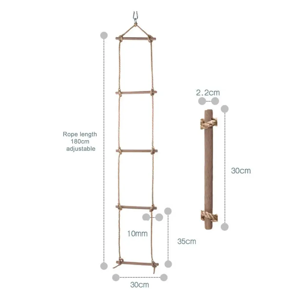 Kids Garden Wooden Rungs 5 Rope Ladder Toy For Children Climbing Toy Kid Sport Rope Swing Safety Outdoor Fitness Equipment Rungs