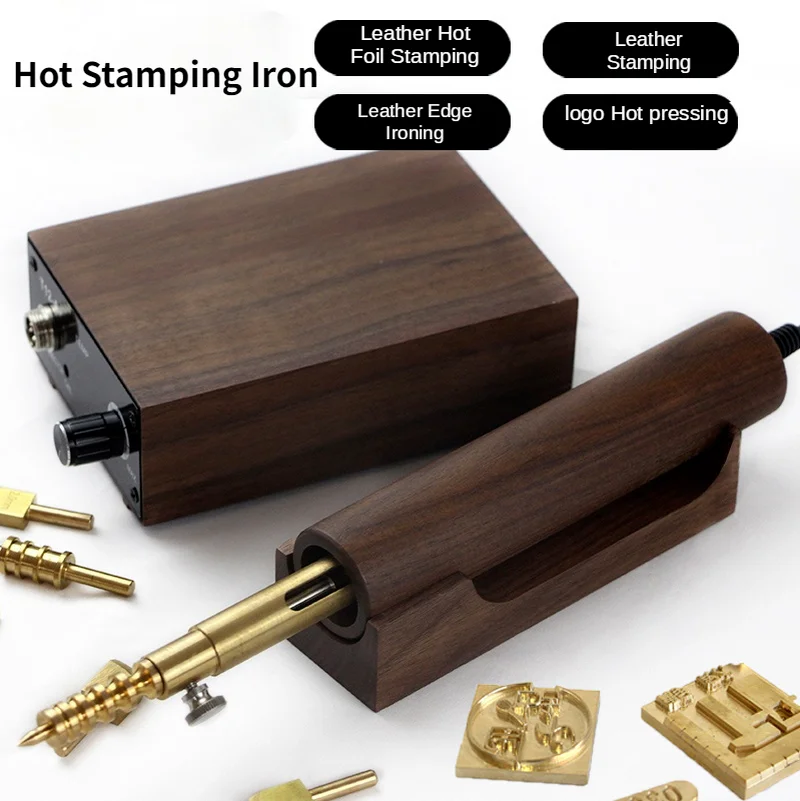 Electronic Hot Edge Creaser Machine Brass Stamp Heater 110V-220V Grooving Iron Edge Sealing Tools Leathercraft Stamping