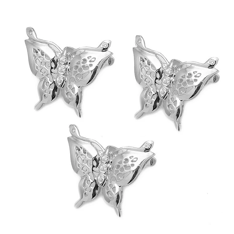 Sterling Silver Butterfly Clasp Connector Double Row Pearl Necklace Clip Spacer 925 Silver Findings For Jewelry Making