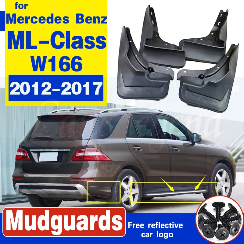 Car Fender Mud Flaps For Benz M Class ML Class W166 2012-2017 2014 2015 ML300 ML350 ML500 W/Running Board Splash Guards