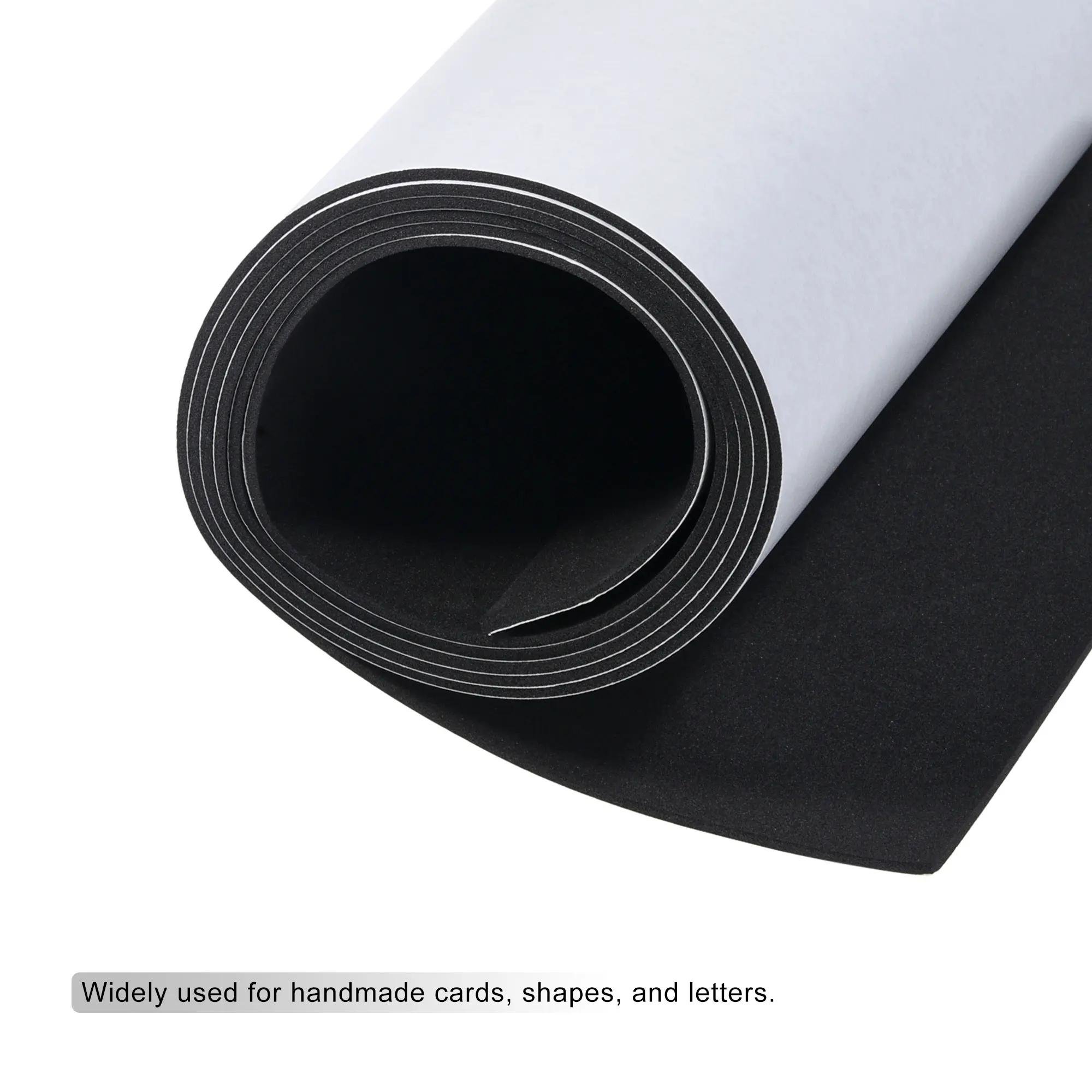 Uxcell EVA Foam Sheets Black Self Adhesive Back 6.56ft x 11.8 Inch 1/2/3/4/5mm Thickness for Handmade Cards Shapes and Letters