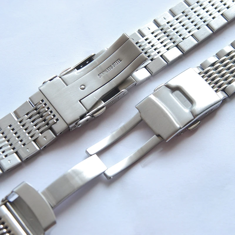 Luxury 18/22/20mm  Solid Link Stainless Steel Watch Band  Folding Clasp Safety Watches Strap Bracelet Replacement