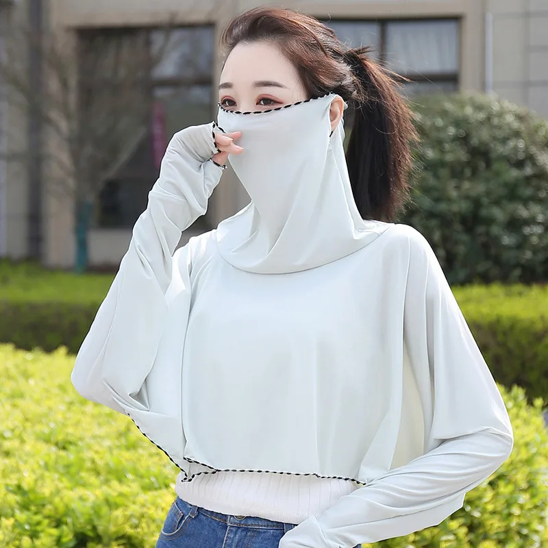 Driving awning summer women outdoor cycling shawl beach shirt thin cape ice wire veil