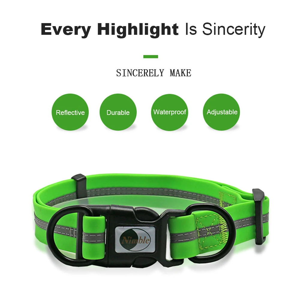 Reflective PVC Pet Dog Collar Adjustable Waterproof Anti-dirty Collars Leash Small Big Dogs Necklace Pets Outdoor Accessories