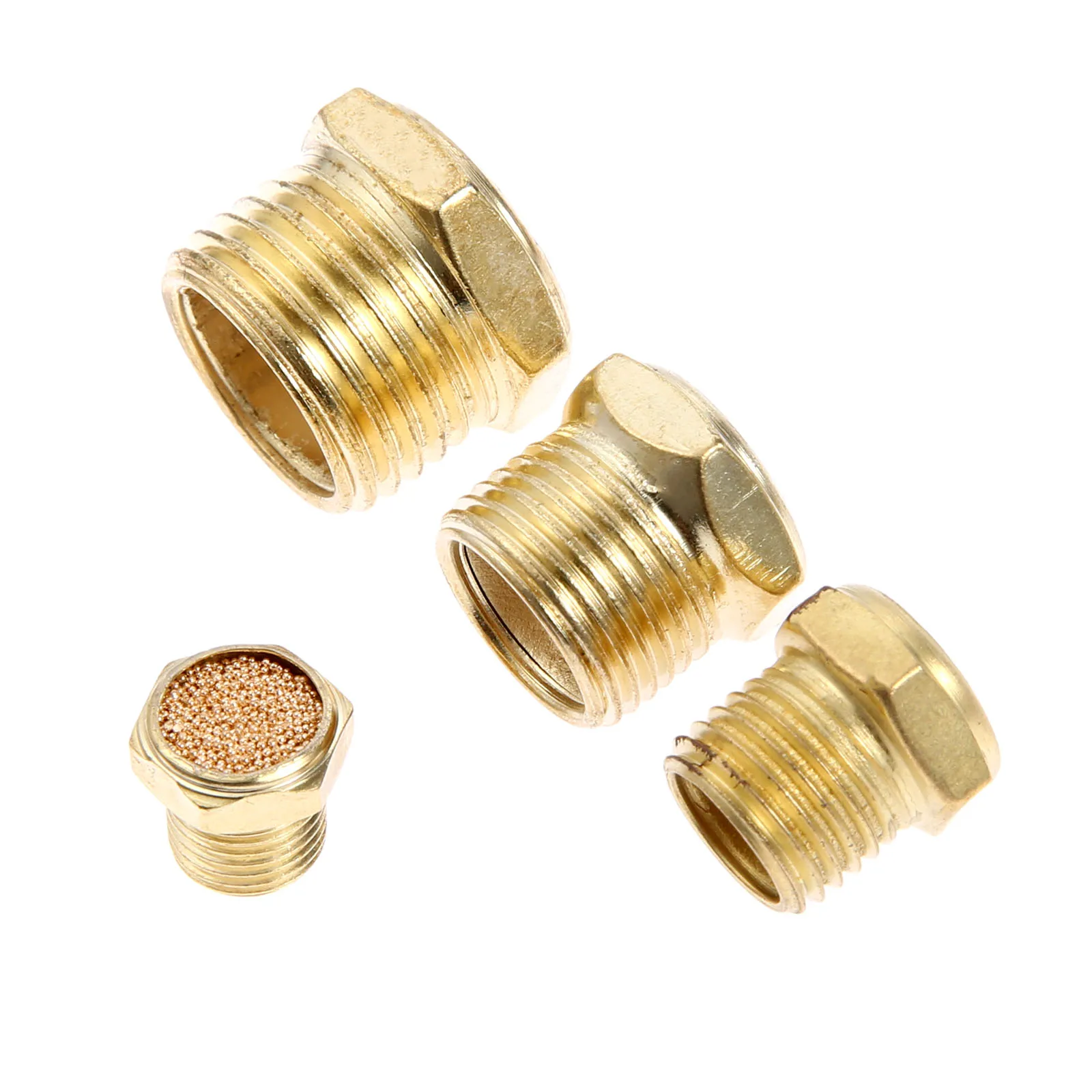 5Pc Brass Pneumatic Air Breather Vent Muffler Pneumatic Fitting Noise Filter Reducer Connector 1/8 1/4 3/8 1/2 Threaded