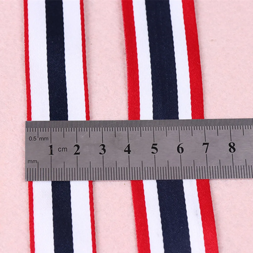 

9-40mm 50Yards Non Elastic Ribbon Vertical Striped Red White Navy Polyester Tape for Decoration Gift Wrapping DIY Holiday