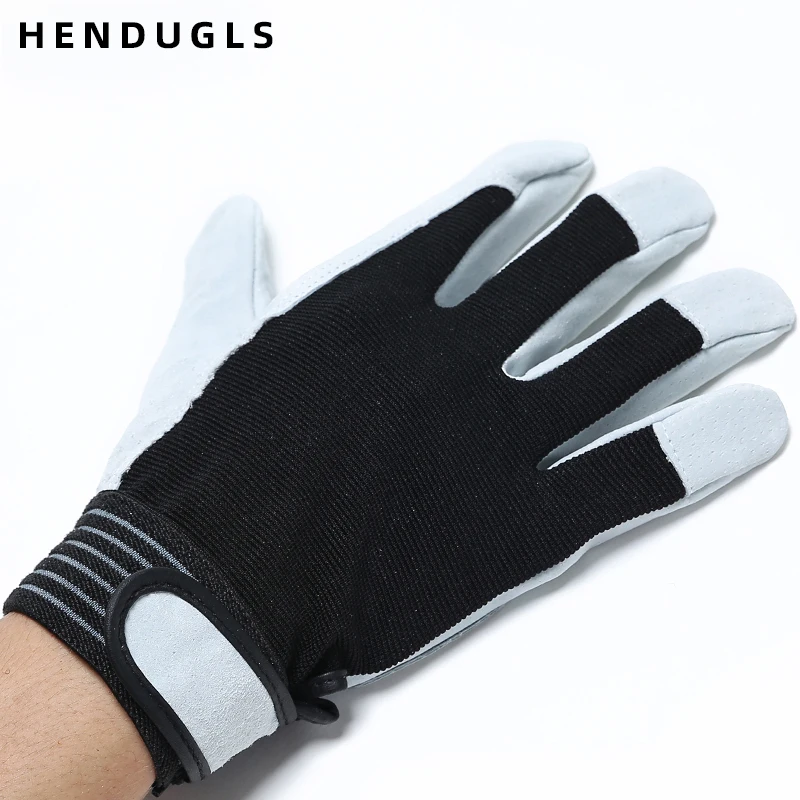 HENDUGLS 5pcs Neutral Ultra-thin Safety Work Gloves Cloth Leather Safety Gloves Driving Gardening Gloves Wear Safety Gloves 310