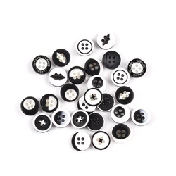 Resin Shirt Button for Men and Women, Sweater Button, DIY Clothing, Sewing Accessories, Black and White, Fashion, 20Pcs