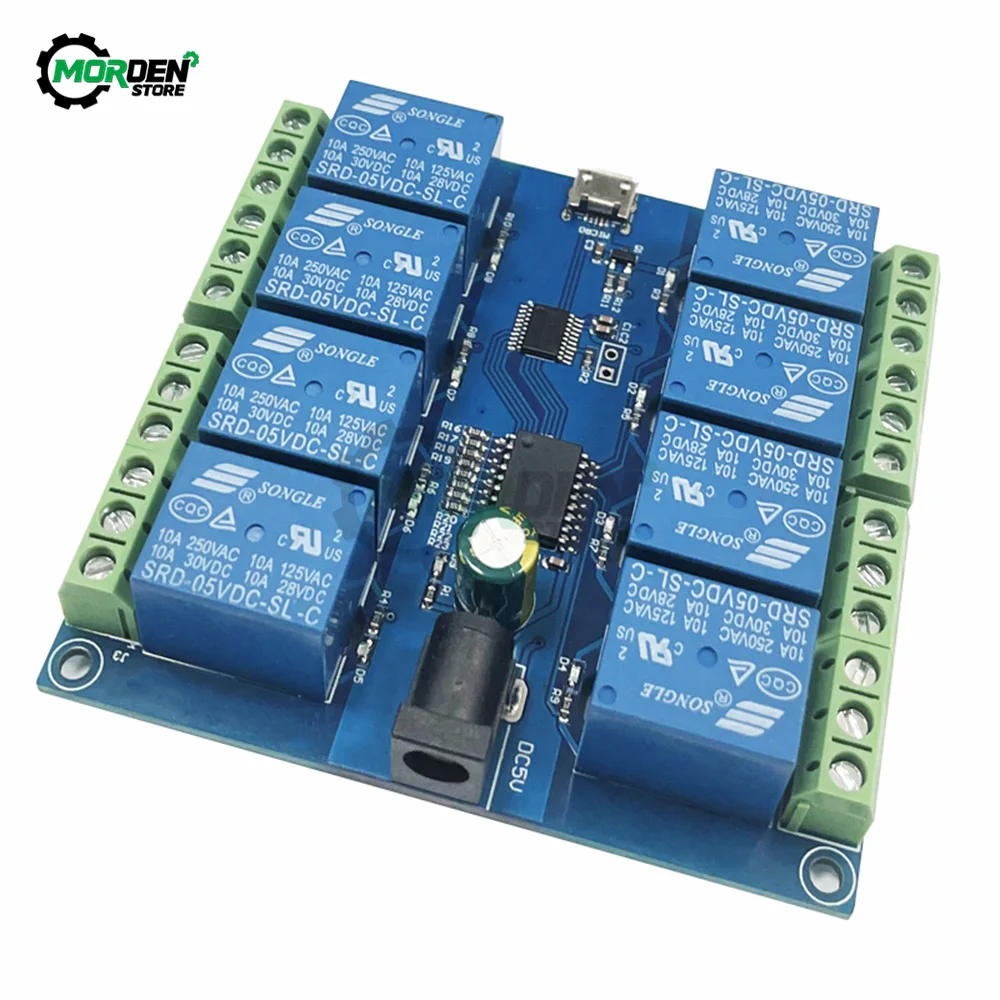 HID Drive Free USB Control Switch Relays Board 8-Channel 5V Relay Module Power Supply for Electrical Appliance Dropship
