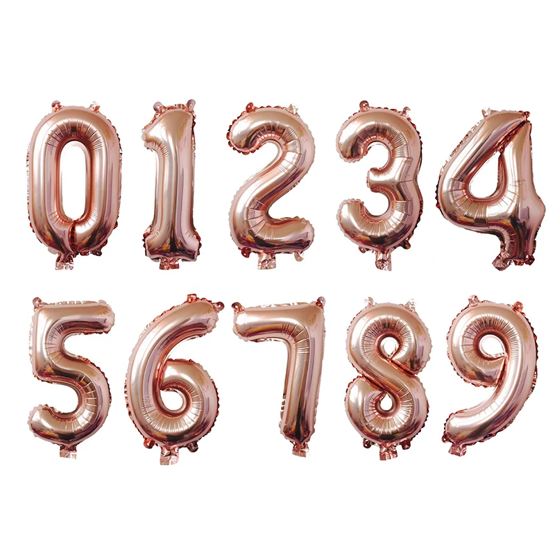 16/32 inch Number Foil Rose Gold Green Silver Discolor Digital Baby Shower Supplies Kid Boy balloons Birthday Party Decoration