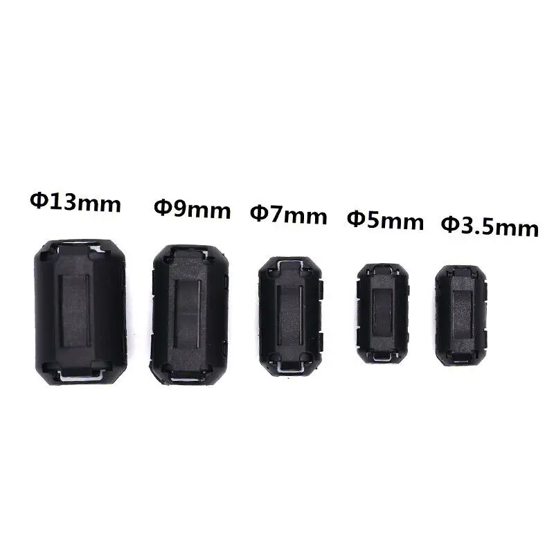 5 Pcs 3.5/5/7/9/11/13mm Clip-On Ferrite Ring Core Noise Suppressor For EMI RFI Clip Cable Active Components Filters
