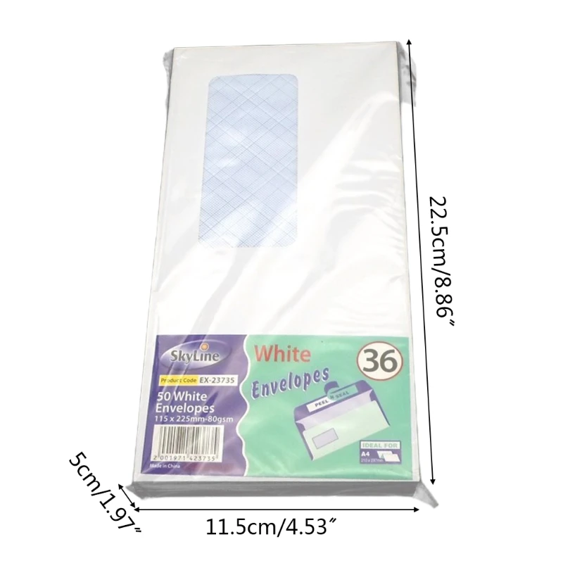 카드 Y5GE 용 창 기밀 인감 스카이라인 봉투 50pcs 보안 봉투