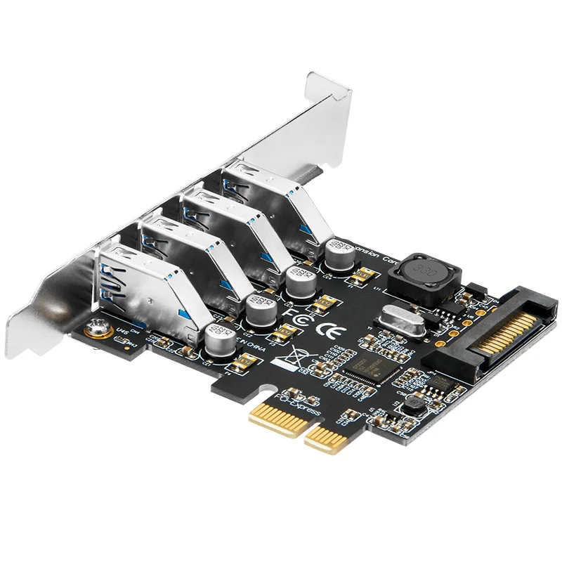 HAGOOGI – carte d'extension PCI-E vers USB 3.0, 4 ports, chipset NEC720201, carte d'extension haute vitesse pour ordinateur de bureau, petit châssis 2U