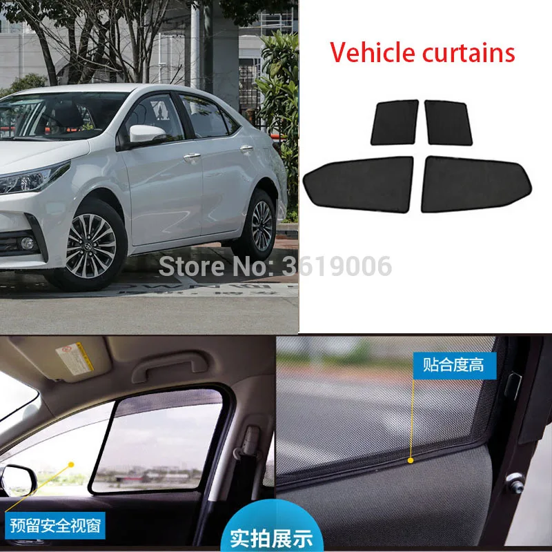 4pcs High-end custom For Toyota Corolla 14-18 card type magnetic car curtain sun shade car window shade car styling