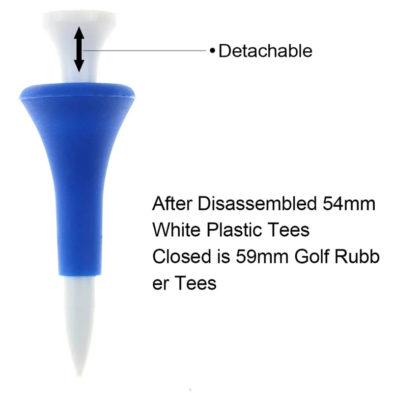 تي شيرت جولف بلاستيكي مقاس 2-1/8 بوصة، 2-3/4 بوصة، 3-1/4 بوصة مع وسادة مطاطية علوية - متين للغاية للاستخدام على المدى الطويل 50 قطعة/الحزمة