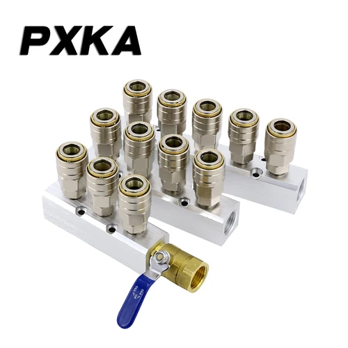 Distribuidor de bloques de aire, placa de autobús, descarga de aire, tubería de aire multidireccional de aluminio, conexión de junta rápida