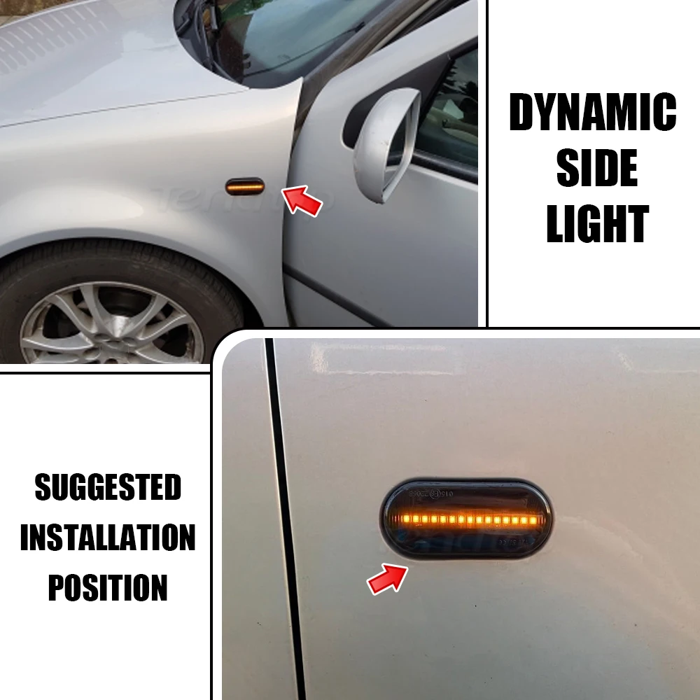 2PCS Led Dynamic Side Marker Turn Signal Light Sequential Blinker Light For VW Golf 3 4 MK3 MK4 Passat 3BG Polo 6N 9N Bora Vento image 6
