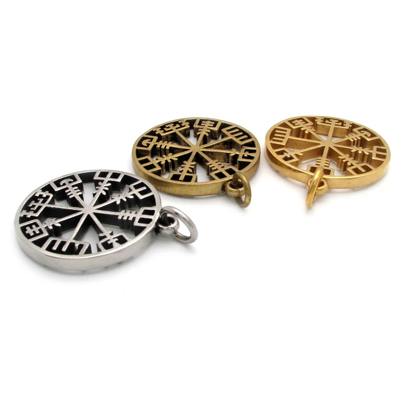 Viking Rune Icelandic Vegvisir Compass Helmet Horror In Runic Circle Pendant  Amulet Collier Necklace