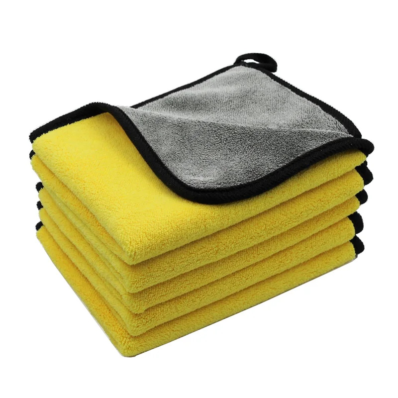 2 Pcs Microfiber Cleaning Towel Super Absorbent Thicken Soft Drying Cloth Car Body Washing Towels Double Layer Clean 30x40cm