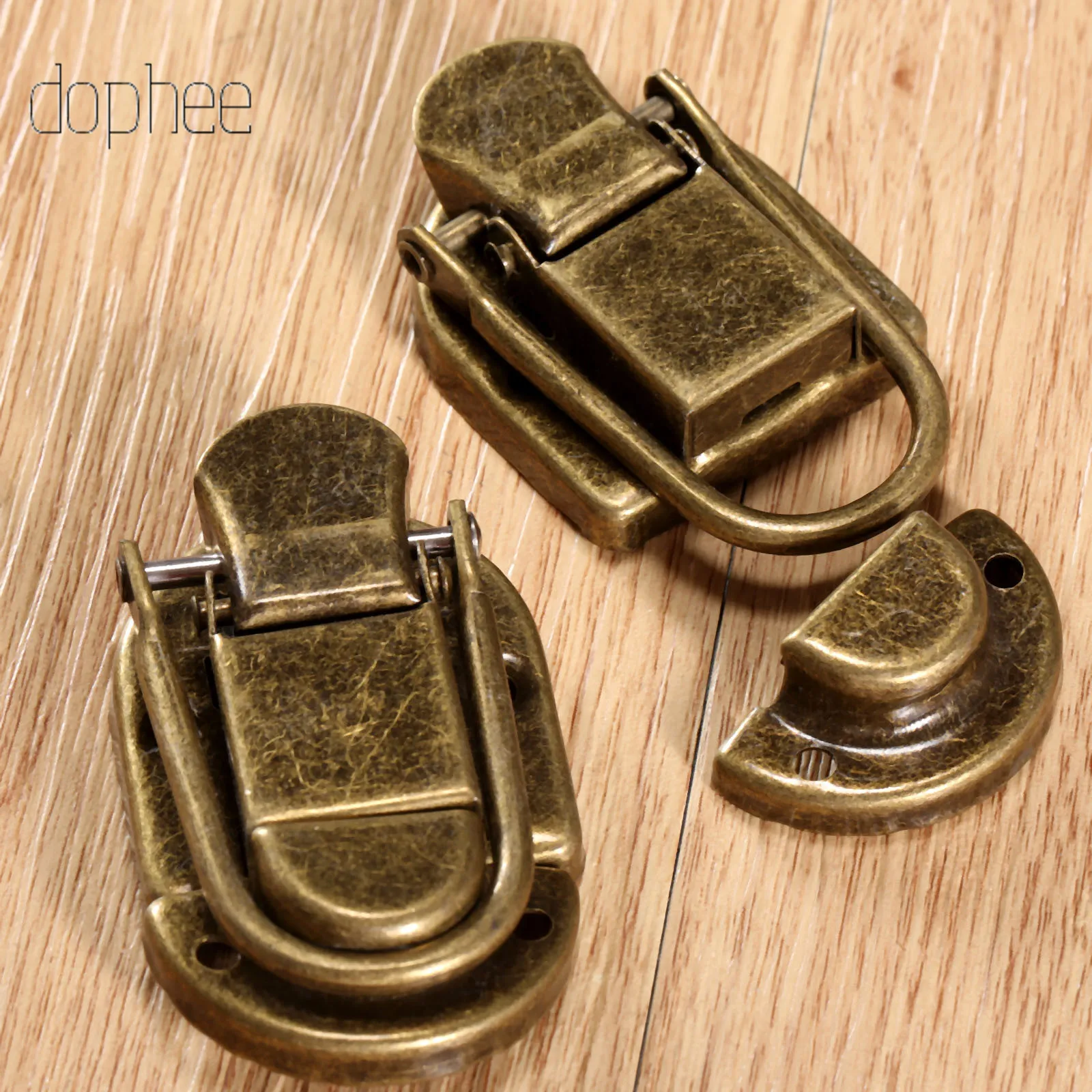 dophee 5pcs Case Hasp Buckle Latch Hook Clasp Lock Jewelry Decorative Furniture Gift Box Wooden Brass