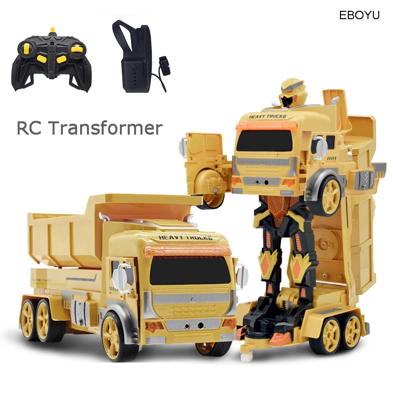 Eboyu 859 Rc Transformator Truck Graafmachine Mixer Rc Techniek Voertuig Robots Modellen Afstandsbediening Auto Rc Vechten Speelgoed Gift