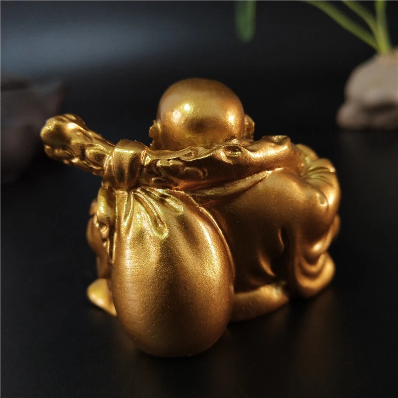 Golden Laughing Buddha Statue Chinese Feng Shui Lucky Money Maitreya Buddha Sculpture Figurines Home Garden Decoration Statues