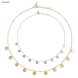 Kikichicc New 925 Sterling Silver Coins Charm Pendant Dangle Chain Long Choker Necklace 2020 European Jewelry For Women Fashion