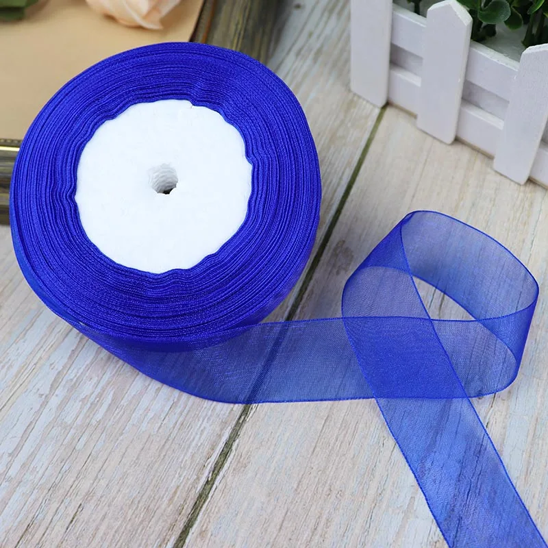 50 Yards/Roll Organza Ribbons For Christmas Wedding Party Decoration Gift Wrapping DIY Ribbons Crafts 12/15/20/25/40/50mm