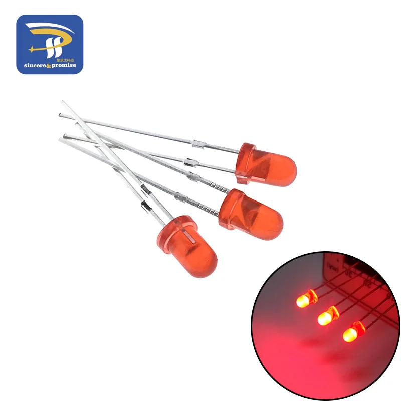 Kit surtido de luces LED de diodo, 5 colores * 20 piezas = 100 Uds./1Color = 100 Uds. F3 3mm, verde, azul, blanco, amarillo, rojo, componentes DIY