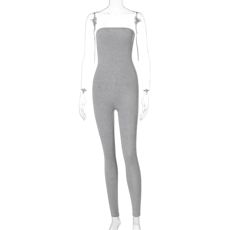 Bkld Herfst Kleding Club Outfits Voor Vrouwen 2024 Nieuwe Mode Sexy Slanke Effen Kleur Bodycon Strapless Een Stuk Jumpsuit