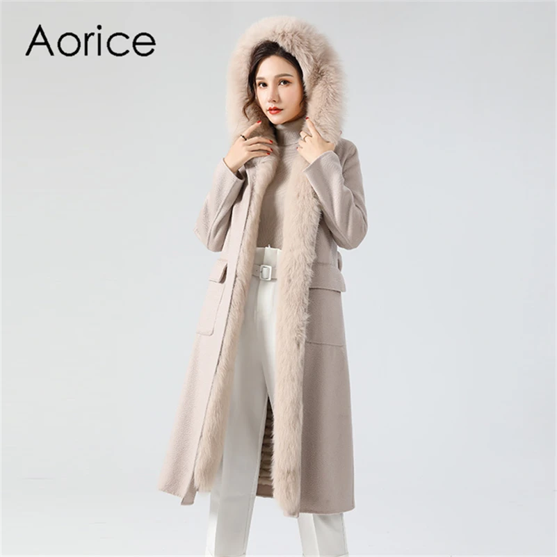 

Aorice Women Winter Real Fur Parka Coat Jacket 2020 New Fox Fur Hood Rex Rabbit Fur Liner Long Trench Coats Jackets Z19132