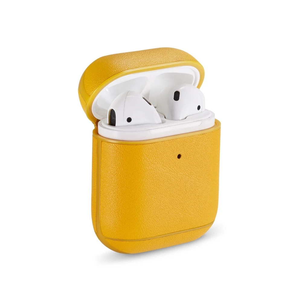 جراب airpod من السيليكون ، حافظة شحن لاسلكية من الجلد الطبيعي لسماعات البلوتوث